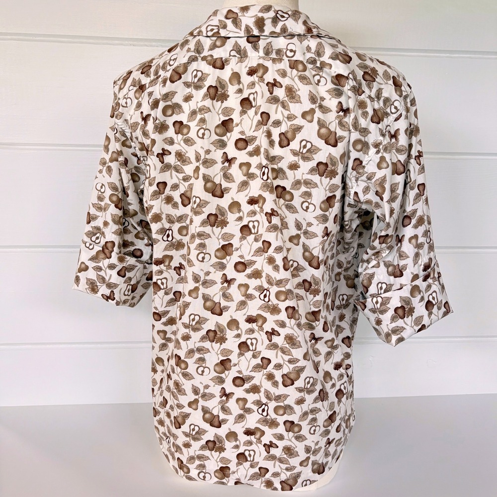 Vtg 1950s Shapely Cotton RollUp Sleeve Collared Harvest Fall Autumn Thanksgiving - Picture 8 of 11
